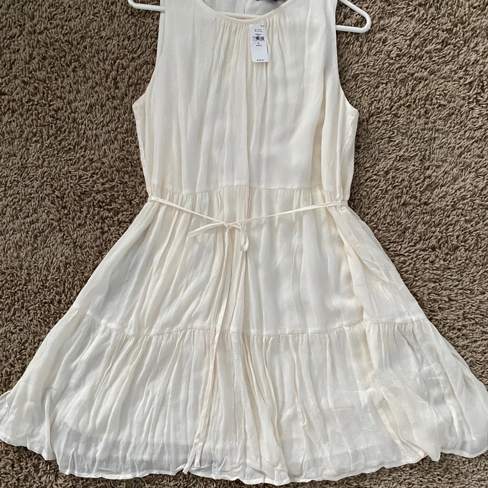 NWT Banana Republic Petite Medium White Tiered Mini Dress - Picture 2 of 14